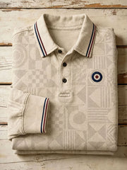 Men's UK Music Lover Mods Art Printed long sleeve polo