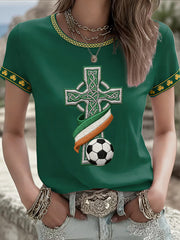 Women's Ireland Football Lover COYBIG Printed T-shirt