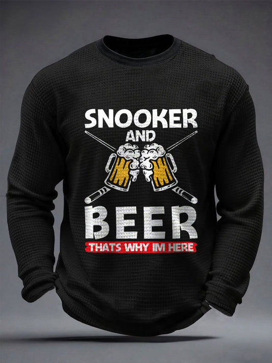 Men's Snooker Lover Printed Waffle Long Sleeve T-Shirt