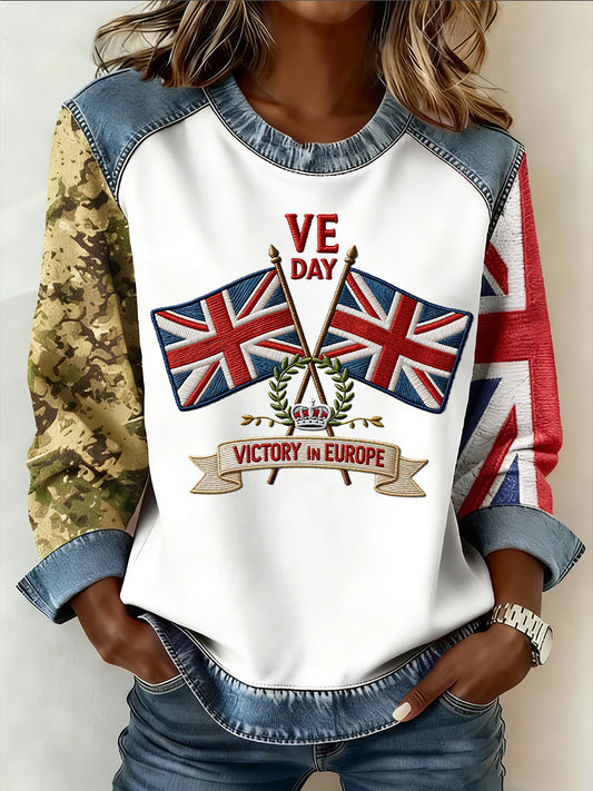 Women's Denim Patchwork Top