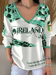 Women's Ireland Rugby Lover Shoulder 2 Shoulder Printed T-shirt