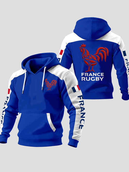 Men's France Rugby Oversized Drop-Shoulder Hoodie With Pockets