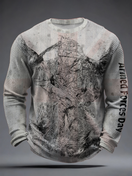Men's Armed Forces Day Waffle Long Sleeve T-Shirt