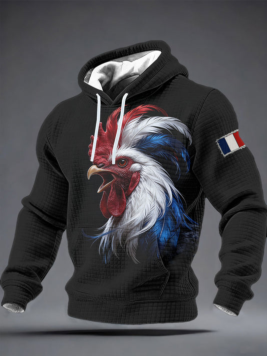 Men's France Rugby Checkered Cotton Hoodie