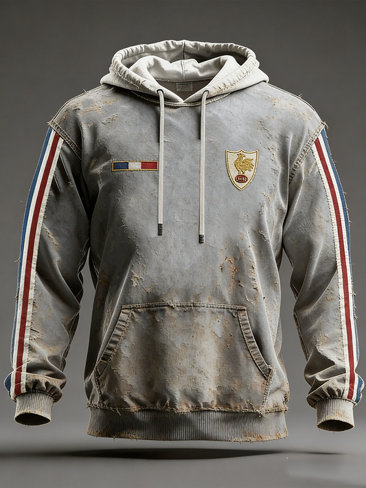 Men's France Rugby Oversized Drop-Shoulder Hoodie With Pockets