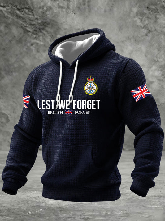 Men's BRITISH ARMED FORCES Print Casual Checkered Cotton Hoodie