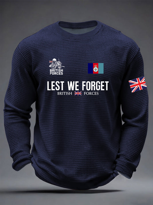 Men's BRITISH ARMED FORCES Print Casual Waffle Long Sleeve T-Shirt