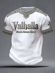 Men's Swedish Viking-style Valhalla Printed Waffle T-shirt