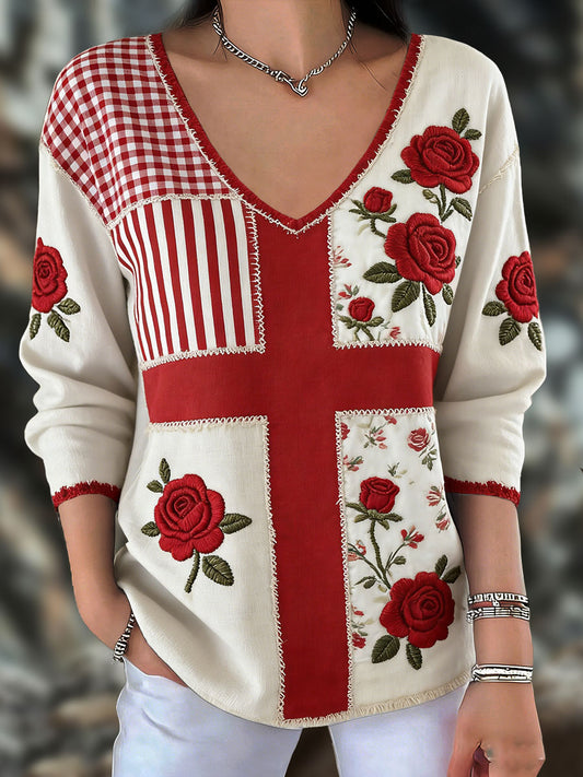 Women's England Football Roses Lover Printed T-shirt
