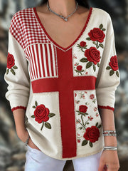 Women's England Football Roses Lover Printed T-shirt