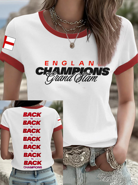 Women's England Football Roses Lover Printed T-shirt
