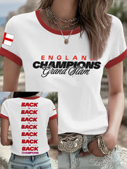 Women's England Football Roses Lover Printed T-shirt