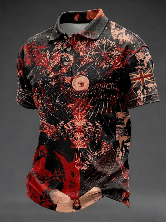 Men's Gothic Skull UK Flag Printed Shirt