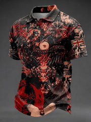 Men's Gothic Skull UK Flag Printed Shirt