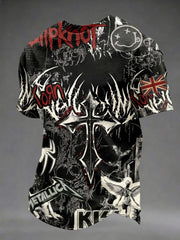 Men's Gothic Skull UK Flag Printed T-shirt