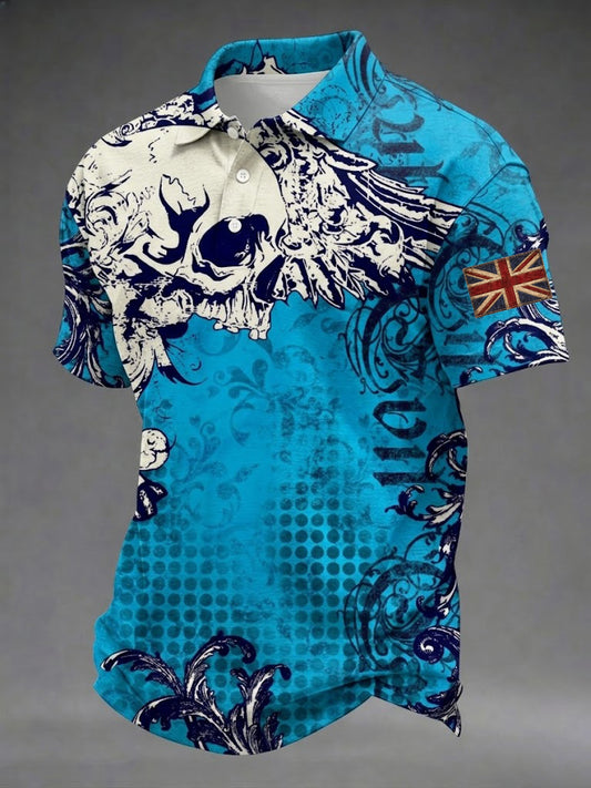 Men's Gothic Skull UK Flag Printed Shirt