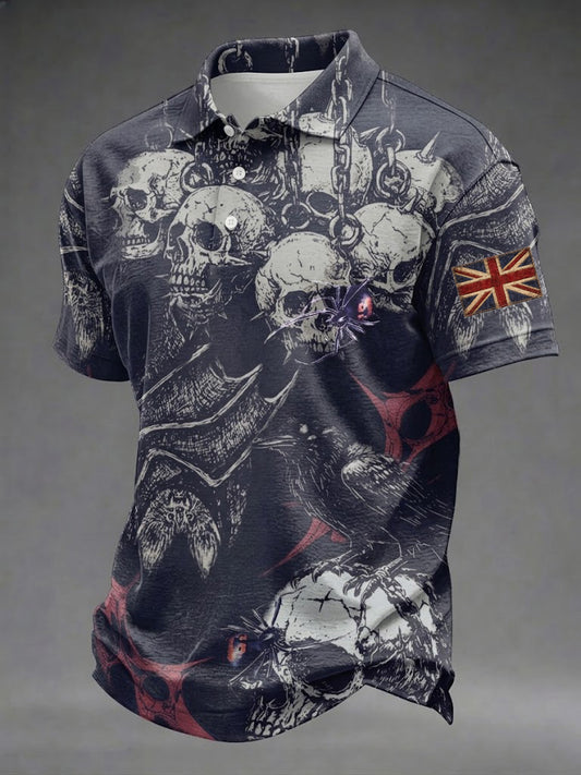 Men's Gothic Skull UK Flag Printed Shirt