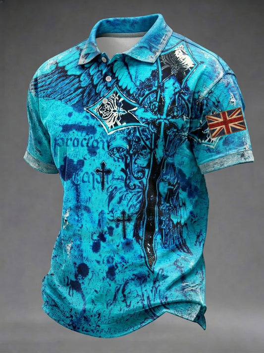 Men's Gothic Skull UK Flag Printed Shirt