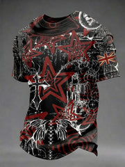 Men's Gothic Skull UK Flag Printed T-shirt