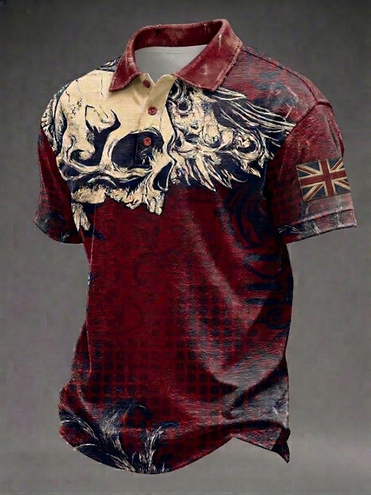 Men's Gothic Skull UK Flag Printed Shirt