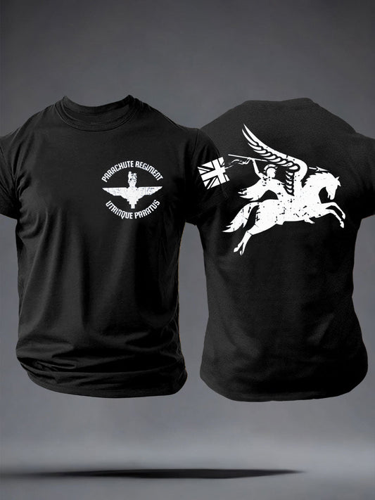 Men's Parachute Regiment British Army Pegasus imitation cotton short-sleeved T-shirt