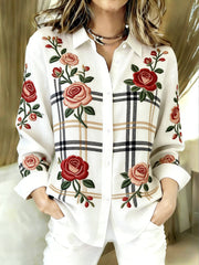 Women's Plants Flowers Art Printed Casual Shirt