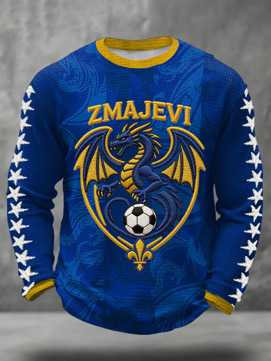 Men's Bosnia ZMAJEVI Football Lover Printed Waffle Tops