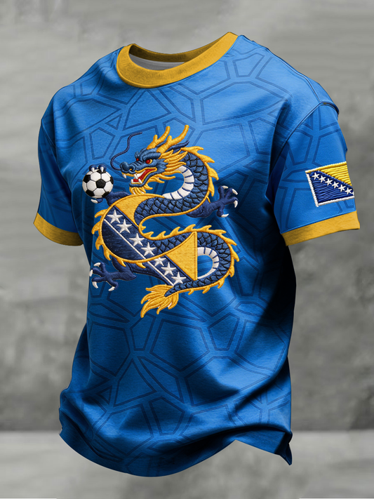 Men's Bosnia ZMAJEVI Football Lover Printed short sleeves t-shirt