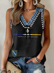 Women's Bosnia Football Lover ZMAJEVI Printed Tank Tops