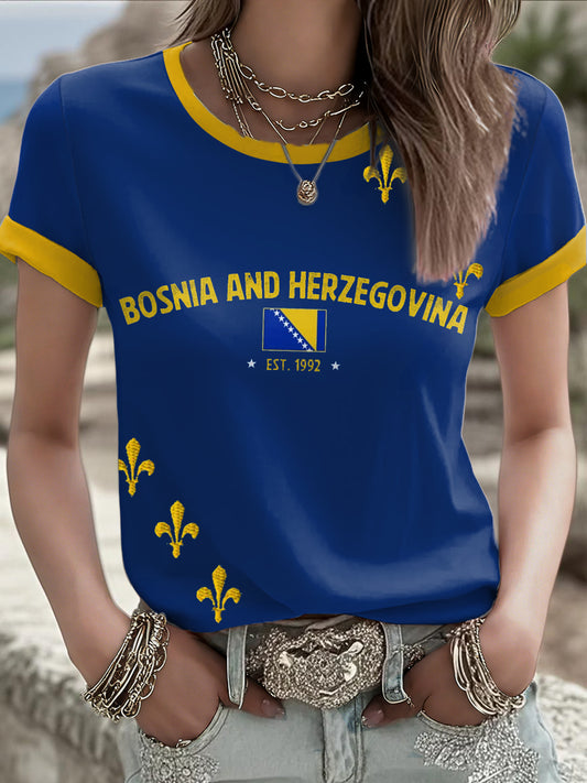 Women's Bosnia ZMAJEVI Football Lover Printed T-shirt