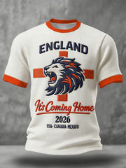 Men's England Football Lover Lions Printed T-shirt