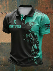 Men's PTSD Awareness Veteran Printed Casual Tops
