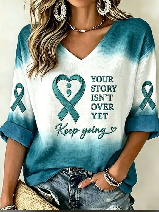 Women's PTSD Awareness Veteran Printed Waffle T-shirt