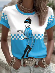 Women's Cov City Checkerboard Art Printed T-shirt