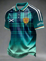 Men's UK Football Lover Scotland Printed three buttons shoulder sleeve