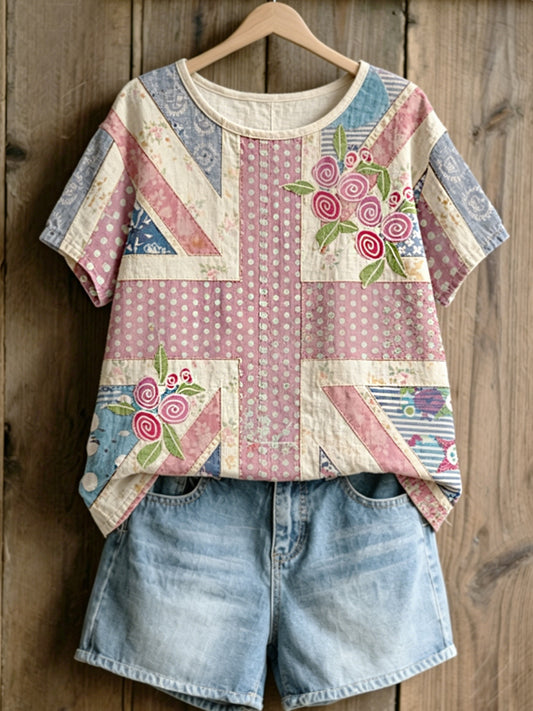 Women's linen short-sleeved T-shirt