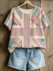 Women's linen short-sleeved T-shirt