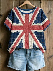 Women's linen short-sleeved T-shirt