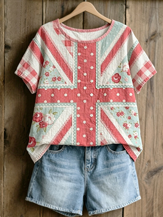 Women's linen short-sleeved T-shirt