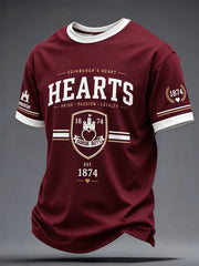 Men's Maroon Hearts Football Lover Printed T-shirt