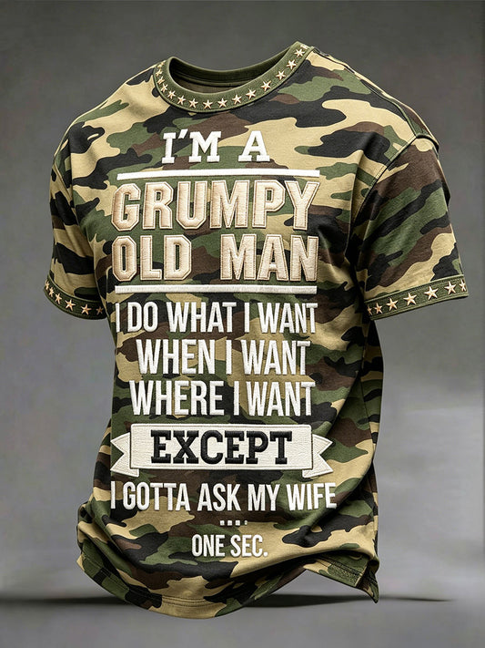 Men's 'I'm a grumpy old man' camo T-shirts