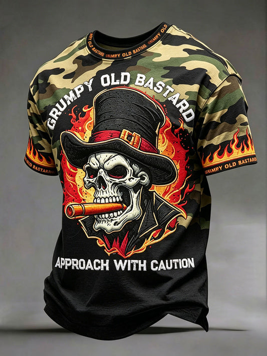Men's 'grumpy old bastard approach with caution' camo T-shirts
