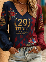 Women's Spain Orgull Football Lover Art Printed Linen T-shirt