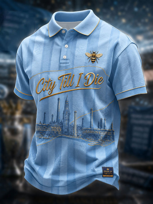 Men's Manchester Football Lover City&Bee Art Printed Casual Tops