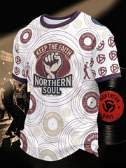 Men's Retro Northern Soul Keep The Faith Print Casual Tee