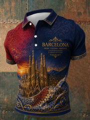 Men's Barcelona Floral Art Printed Casual Tops