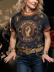 Women's Retro Northern Soul Print Casual Tee
