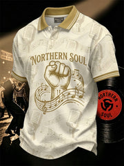 Men's Retro Northern Soul Print Casual Polo