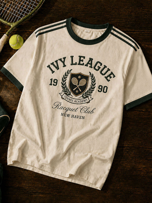 Men's Tennis Print Casual T-Shirt