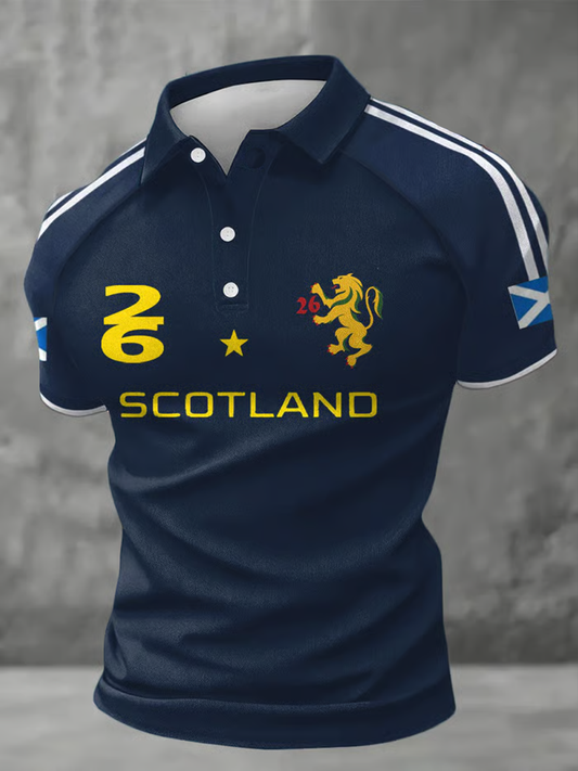 Men's Scotland Printed three buttons shoulder sleeve